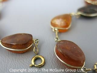 Jewelry: Nice 16-17" strand, wire wrapped necklace of Baltic amber nodules 1/20 GF 14K