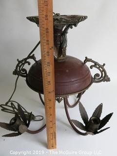 Housewares: Architectural: 4 sconce vintage electric metal chandelier 