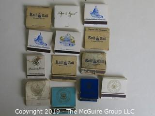 Historical: Collectable: Collection of Vintage Branded Matchboxes including Spiro Agnew, Roll Call, The U.S. Capitol and President of the U.S.  