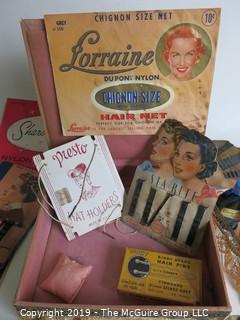 Collectable: Vintage Ladies Cosmetics and Toiletries in Handmade Lace Box 