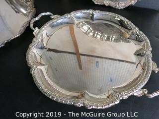 Housewares: Collectable: 4 large Silver Plated platters; some etched