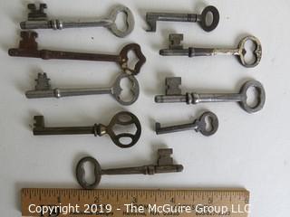 Collectable: Historical: Collection of nine (9) Skeleton Keys