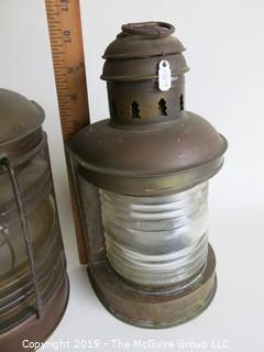 Collectable:(2) Antique Kerosene Wall Lanterns; made by Perkins Marine Lamp and Hardware Corp., Brooklyn, NY (eBay$)