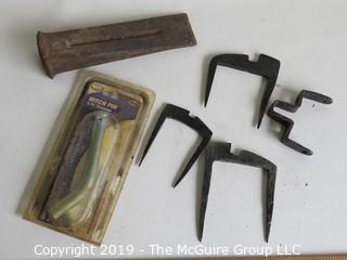 Collectable: Metal:Collection including hand wrought iron door hardware, wedge and hitch pin