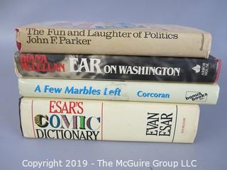 Collectable: Assorted Hardback Books; Humor including some inscribed -Ear on Washington