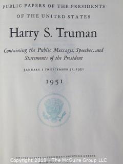 Book Title: "Truman's Presidential Public Papers";  published by the U.S. Government Printing Office