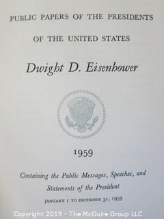 Book Title: "Eisenhower's Presidential Public Papers";  published by the U.S. Government Printing Office