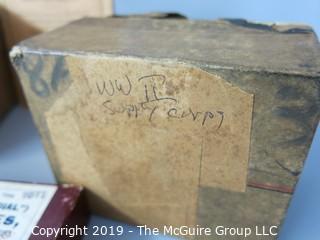 Collectable: Historical: Box of Glass Lantern Plates (incomplete, 1-2 cracked) and vintage glass negative plates from turn of century