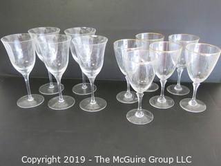 Housewares: Collectable: Set of 5 and set of 6 clear glass stems