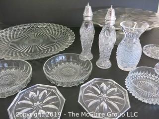 Housewares: Collectable: Collection of clear, cut and pressed glass