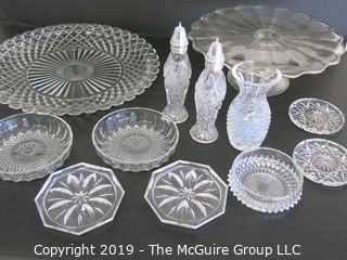 Housewares: Collectable: Collection of clear, cut and pressed glass