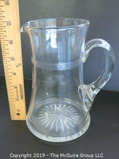 Housewares: Collectable:(3) Clear Etched Glass Serving ware Pieces