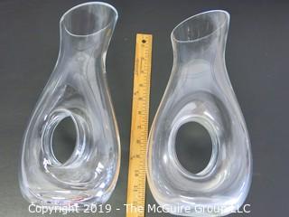 Housewares: Collectable:(2) Crystal Clear Pitchers; made in Poland