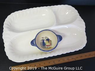 Housewares: Collectable: Ceramic platter and bowl, marked Saint - Aignan; France