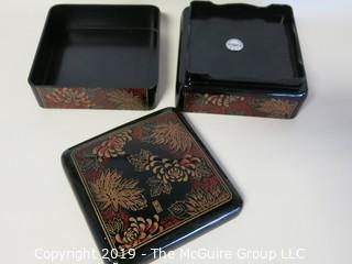 Collectable: Lacquered Asian Covered Box; Hand Painted from Taiwan