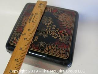 Collectable: Lacquered Asian Covered Box; Hand Painted from Taiwan