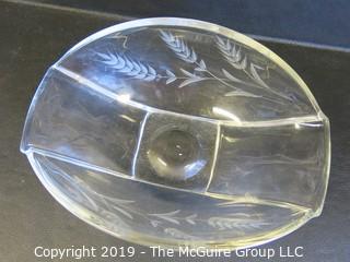 Housewares: Clear Etched Art Glass Bowl 