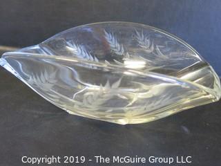 Housewares: Clear Etched Art Glass Bowl 