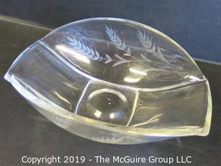 Housewares: Clear Etched Art Glass Bowl 