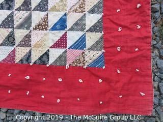 Collectable: Vintage 76 x 85" HandTied Quilt; unfinished and with some damage