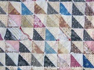 Collectable: Vintage 76 x 85" HandTied Quilt; unfinished and with some damage