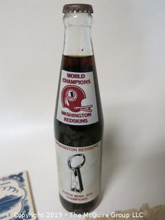 Collected including fine lace, 1983 Washington Redskins Super Bowl Coke Bottle; 3 Holland America Tiles and "Sammy Kaye" Big Band Baton