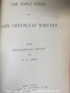 Book Title:"The Early Poems of John Greenleaf Whittier"  circa 1900