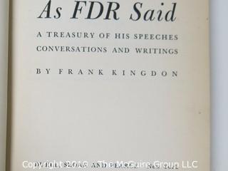 Book Title:"As FDR Said" by Frank Kingdon; 1950