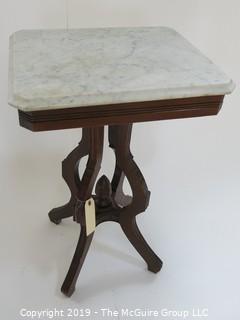 Collectible: Household: Furniture: Marble Top Victorian Occasional Table; 20T x 18 x 15