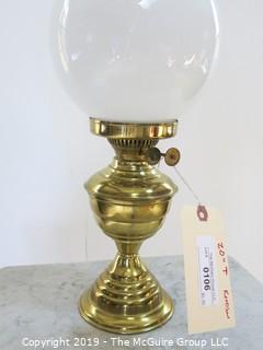 Collectible: Kerosene lamp: 20" T with White Globe