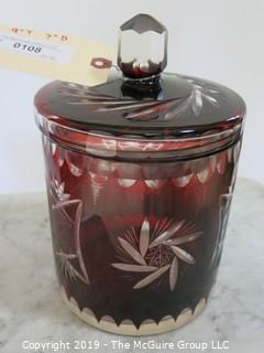 Collectible: Household: Bohemian Lidded Candy Jar;  9T  x 7D