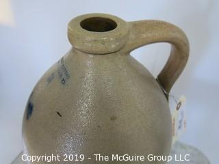 Collectible: Crockery: 14" T Julius Norton #2 Salt Glazed Ovoid Stoneware Crock with Cobalt Blue decoration; Bennington, Vt. (Description Altered Nov 7 @ 8:11am)  