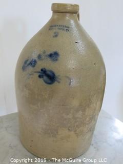 Collectible: Crockery: 14" T Julius Norton #2 Salt Glazed Ovoid Stoneware Crock with Cobalt Blue decoration; Bennington, Vt. (Description Altered Nov 7 @ 8:11am)  