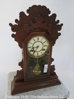 Collectible: Household: Clock: Pressed Back Mantle Clock; 22 x 15 x 4 