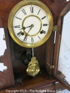 Collectible: Household: Clock: Pressed Back Mantle Clock; 22 x 15 x 4 