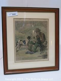 Art: Historic: Hunting:  15 x 17 "A Happy Breakfast Party"; Framed Litho Under Glass