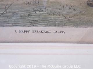 Art: Historic: Hunting:  15 x 17 "A Happy Breakfast Party"; Framed Litho Under Glass