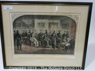 Art: Historic: Framed lithograph of "The Surrender at Appomattox"; The Major and Knapp English Litho Co., Broadway; under glass 22 x 27" outside dimensions