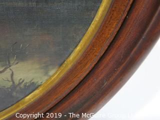 Art: Landscape: Oil on Canvas Landscape in Oval Ogee Frame; unsigned, 21 x 24" 'well executed'