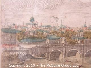 Art: Historic: 17 x 24" Framed Under Glass Colored Lithograph titled "Le Pont de Westminster"; #21