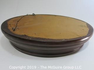 Collectible: Household: Furniture: 14 x 15" Oval Wall Mirror in Ogee Wood Frame