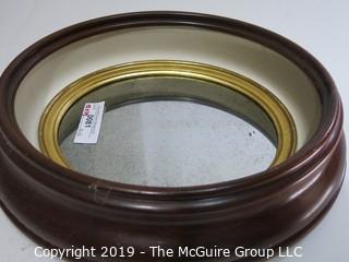 Collectible: Household: Furniture: 14 x 15" Oval Wall Mirror in Ogee Wood Frame