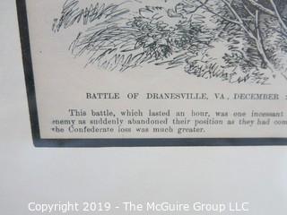 Art: Historic: 17 x 21 1/2" Framed Under Glass Lithograph of Battle of Dranesville Dec. 20, 1862 