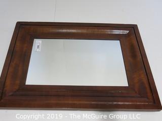 Collectibles: Household: Furniture: 18.5 x 25" Wooden Walnut Wall Mirror