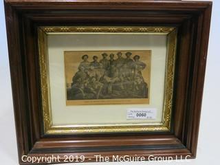 Art: Historic: 10 x 14 1/2" Framed Under Glass Lithograph of "Mosby's Men"; taken from an 1865 photo