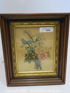 Art: Historic: Floral: 12 x 14 Framed Ornithological Lithograph Under Glass; J. L. Provost