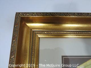 Art: Historic: 23 x 29 Framed Under Glass; Colored Lithograph of Gen. R. E. Lee in gilt frame 