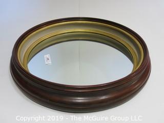 Collectibles: Household: Furniture: 26" diameter Wall Mirror in Gilt Wooden Ogee Frame 