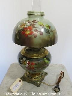 Collectible: Lamp: Electrified: Floral Painted Table Lamp Base and Shade