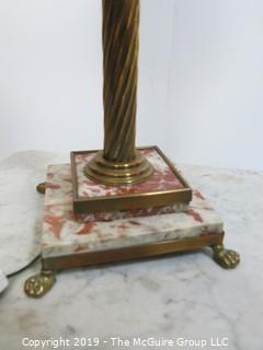 Collectibles: Kerosene lamp: Electrified: Metal Table Lamp Base with Embossed Milk Glass Globe